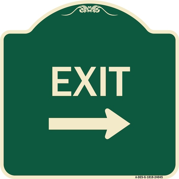 Exit With Right Arrow 3 Heavy-Gauge Aluminum Architectural Sign, 18" H, 18" L, G-1818-24045